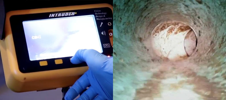 A sewer scope video inspection from AMP Home Inspections